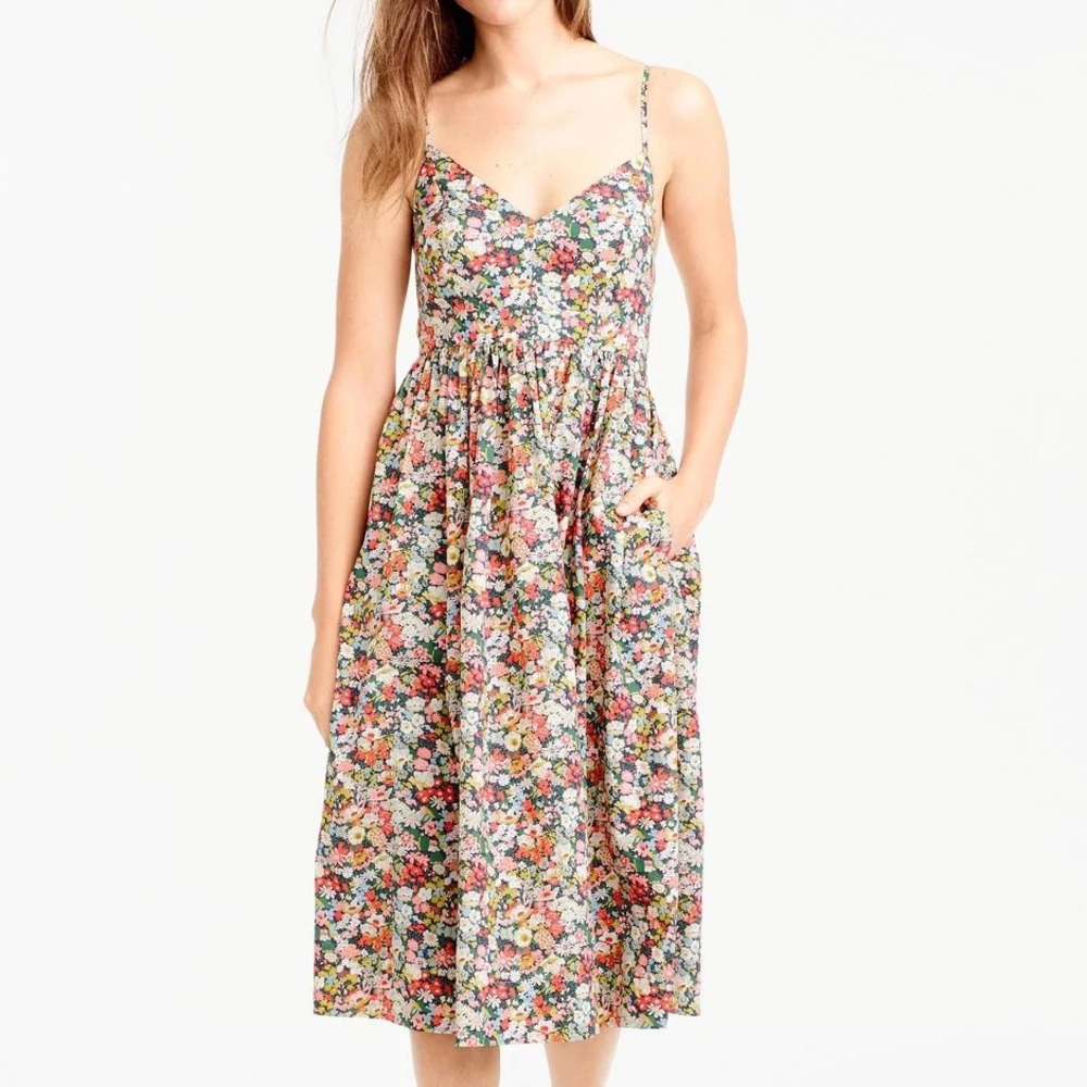 J. Crew Liberty Fabric Thorpe floral spaghetti strap dress size 12. Like new.